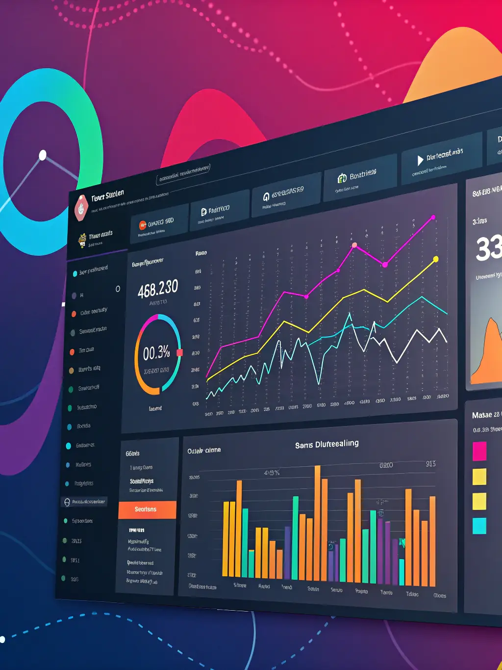 A screenshot of Product 2's analytics dashboard, displaying various data visualizations.